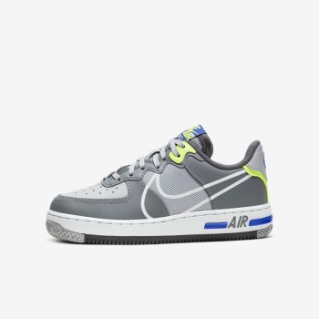 Nike Air Force 1 React - Nagyobb Gyerek Utcai Cipő - Szürke/Szürke/Sötét Szürke/Fehér